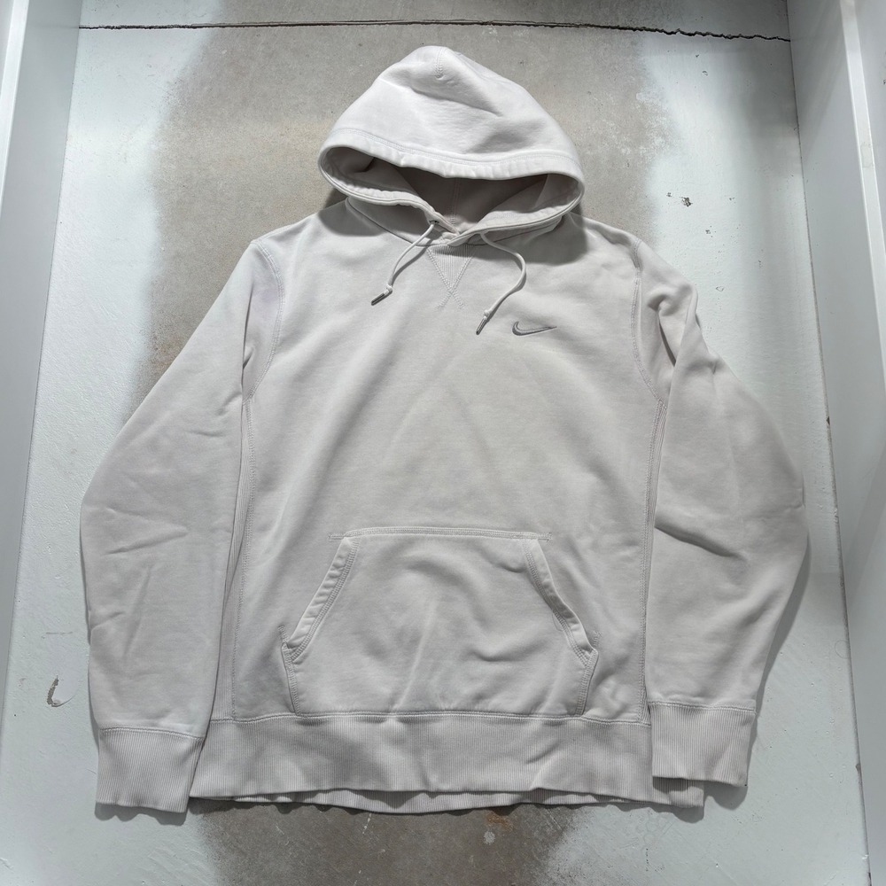 Nike Premium Essentials Hoodie Mens XL Light Bone Sail Fleece Swoosh Sweatshirt